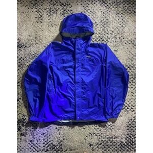 Patagonia Jacket Mens Medium Blue Hooded Rain Shell Windbreaker Outdoors Nylon